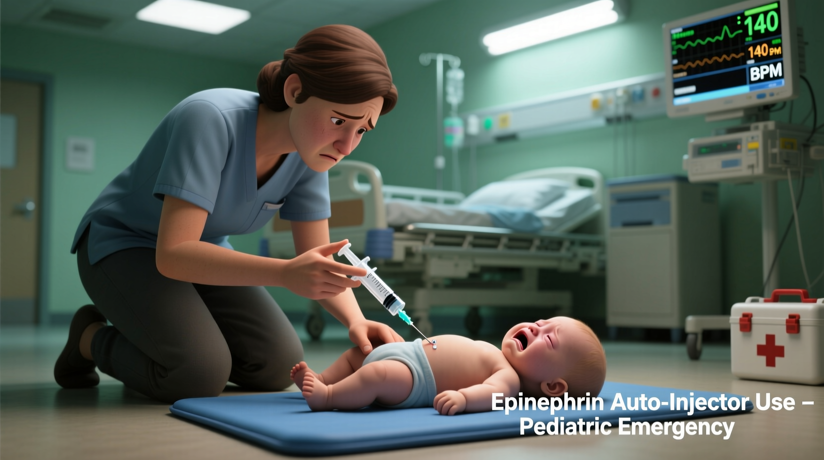 Parent administering epinephrine to infant