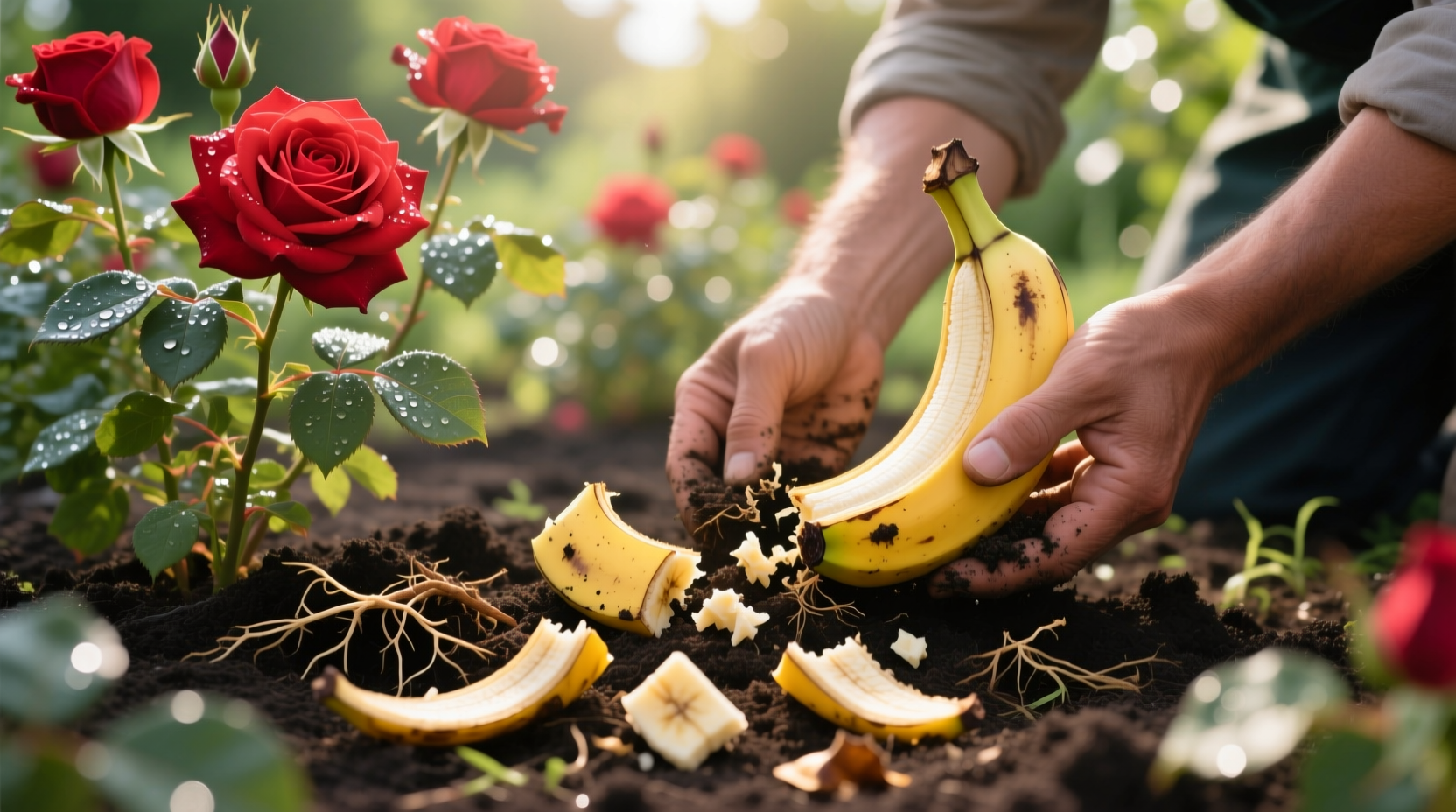 how to use banana peels to boost roses