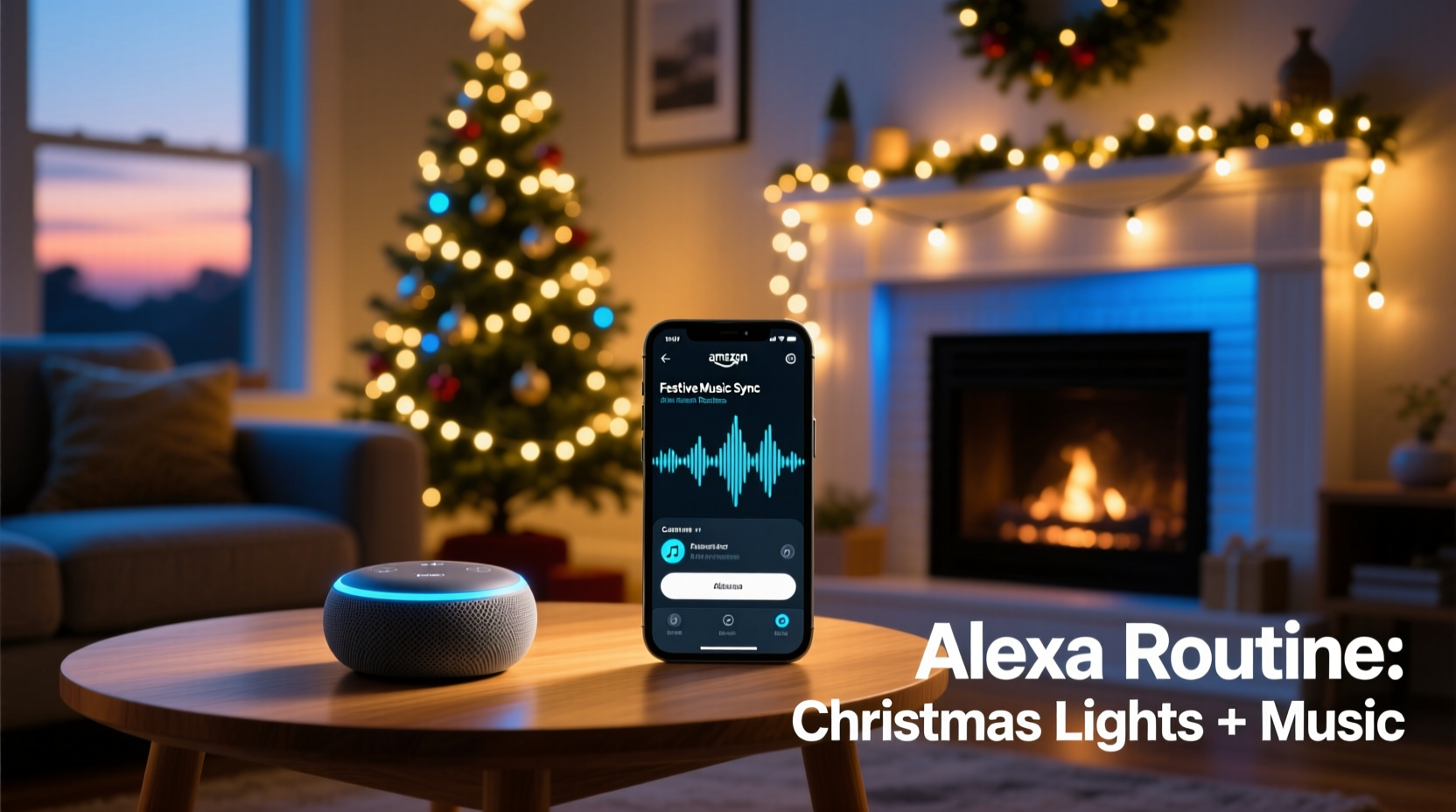 how to use alexa routines to sync christmas lights with music