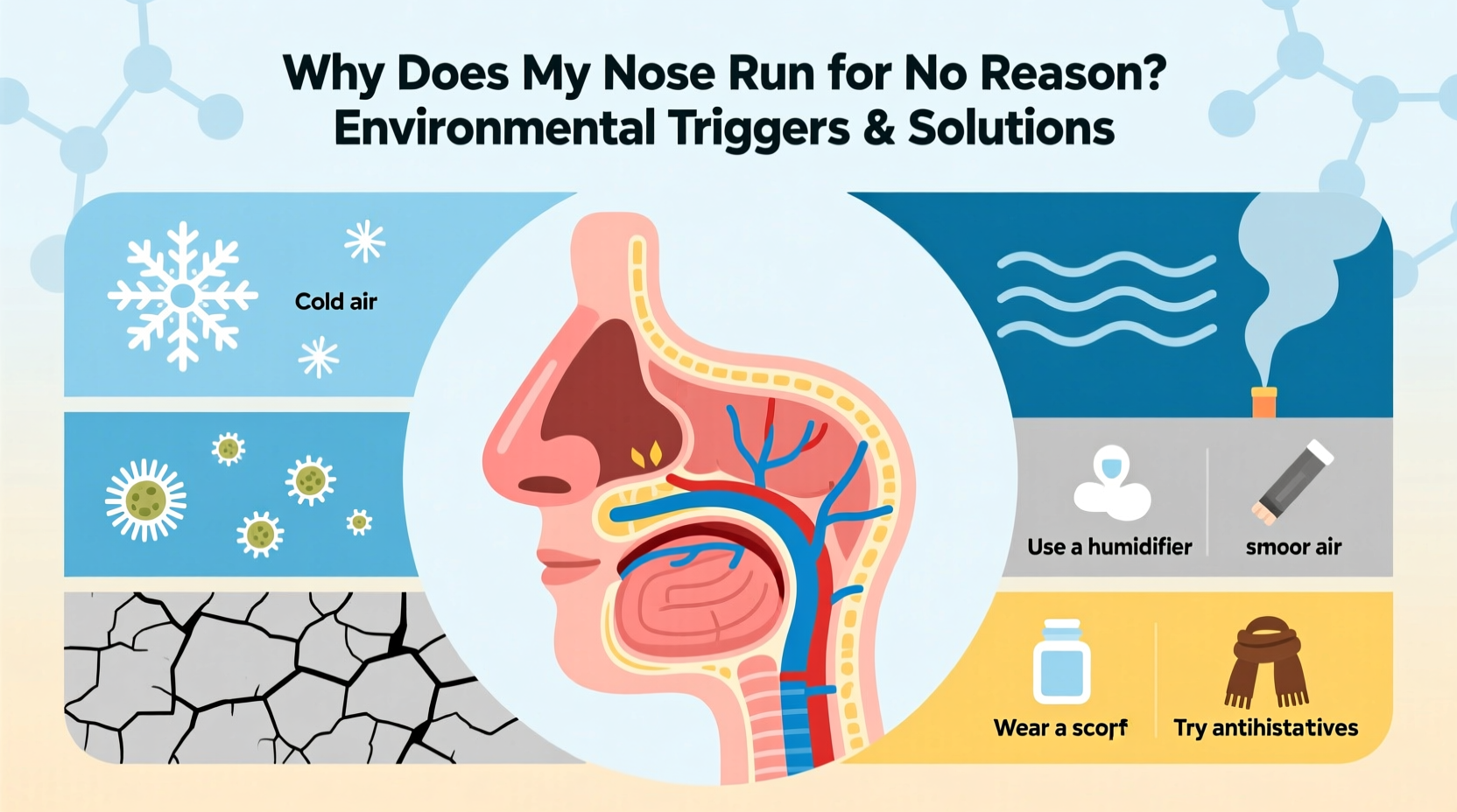 why does my nose run for no reason environmental factors and solutions