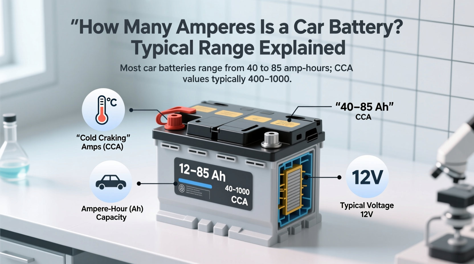 how many amperes is a car battery