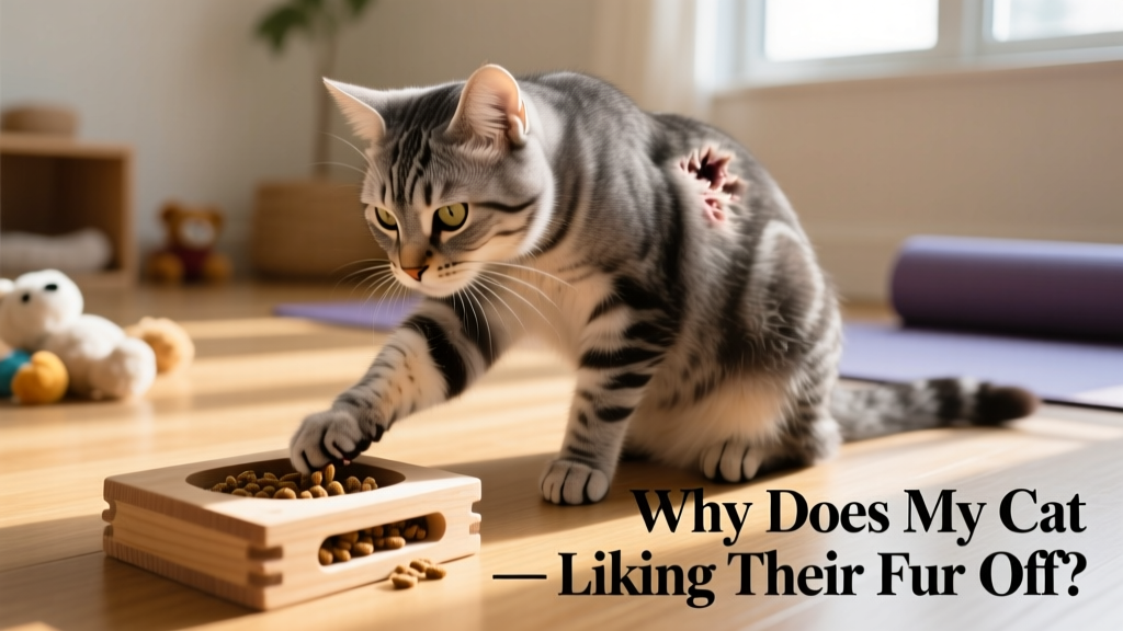 Cat engaged with a puzzle feeder toy, pawing at hidden treats