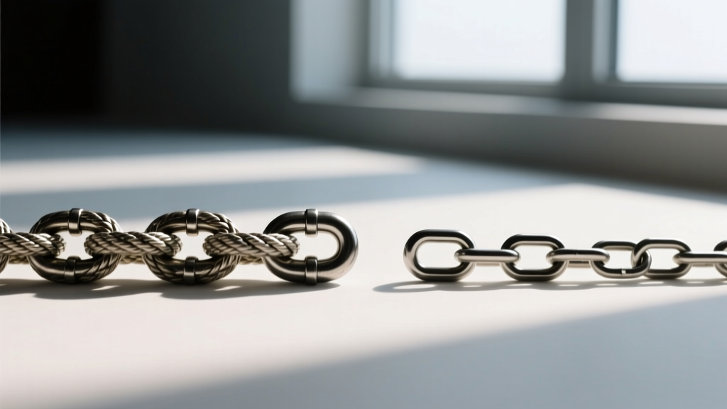 Comparison of a genuine Italian rope chain and a hollow plated imitation, highlighting the weight and link density differences.