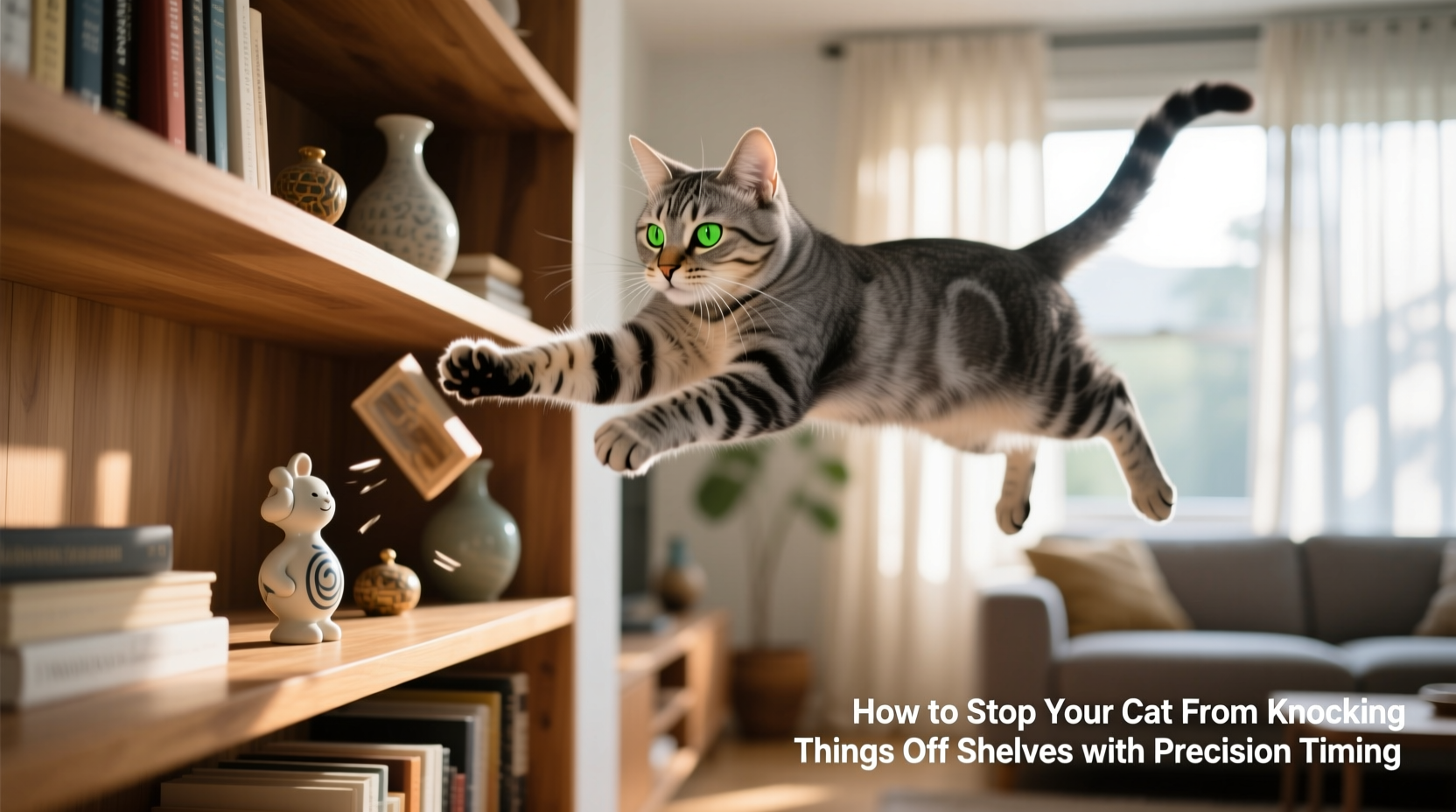 how to stop your cat from knocking things off shelves with precision timing