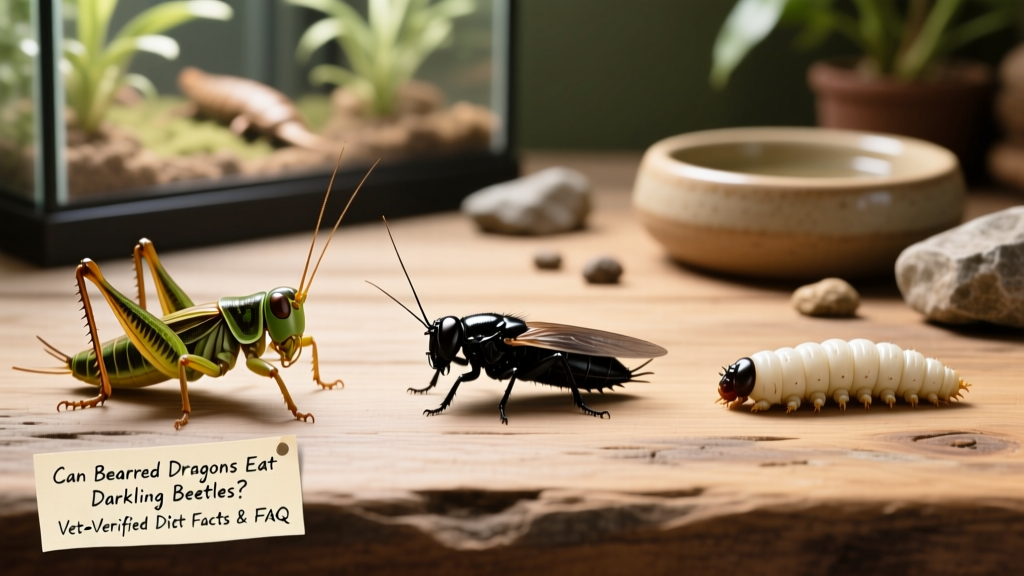 Side-by-side comparison of healthy feeder insects: crickets, dubia roaches, and black soldier fly larvae