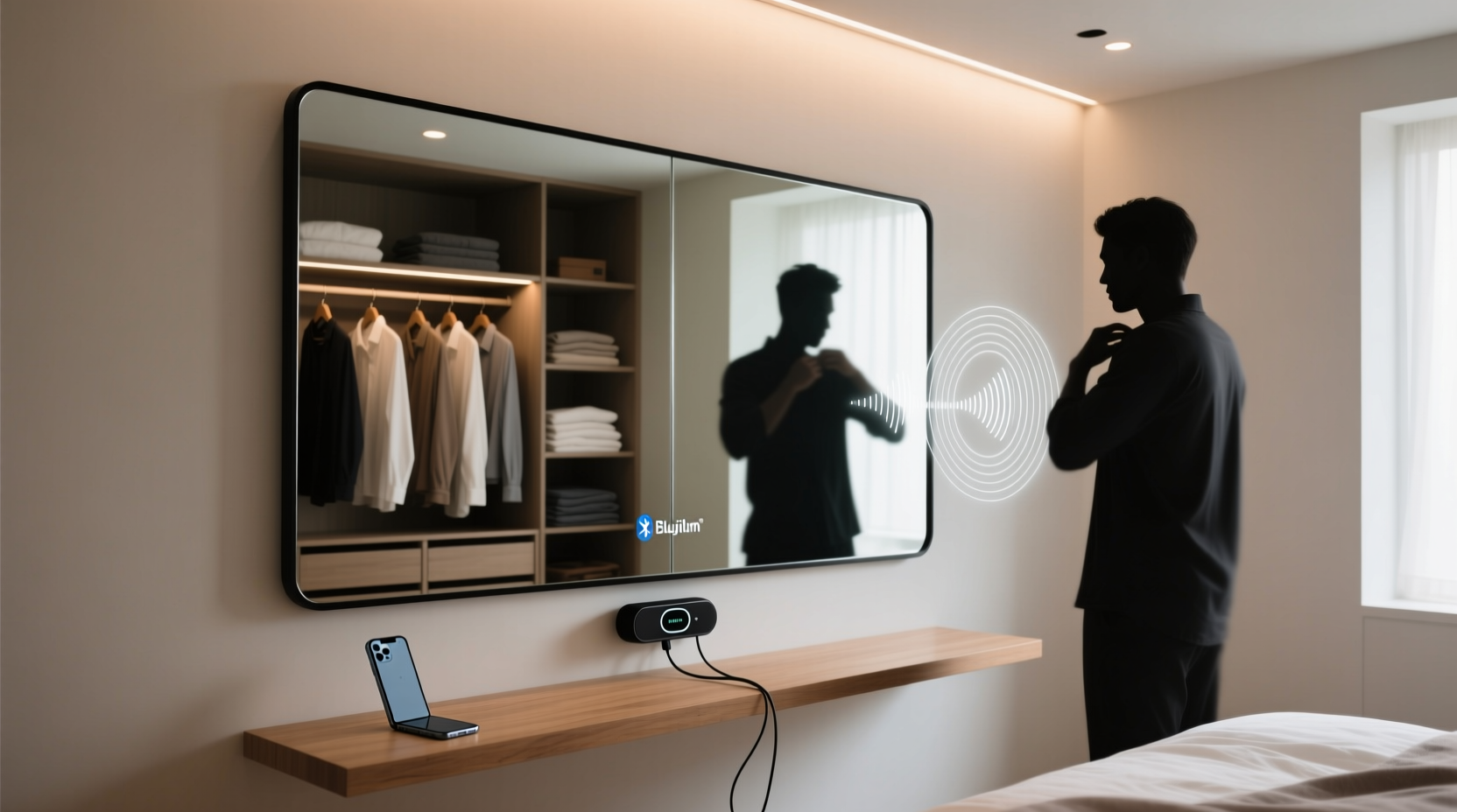 closet mirror with bluetooth speaker vs smart mirror