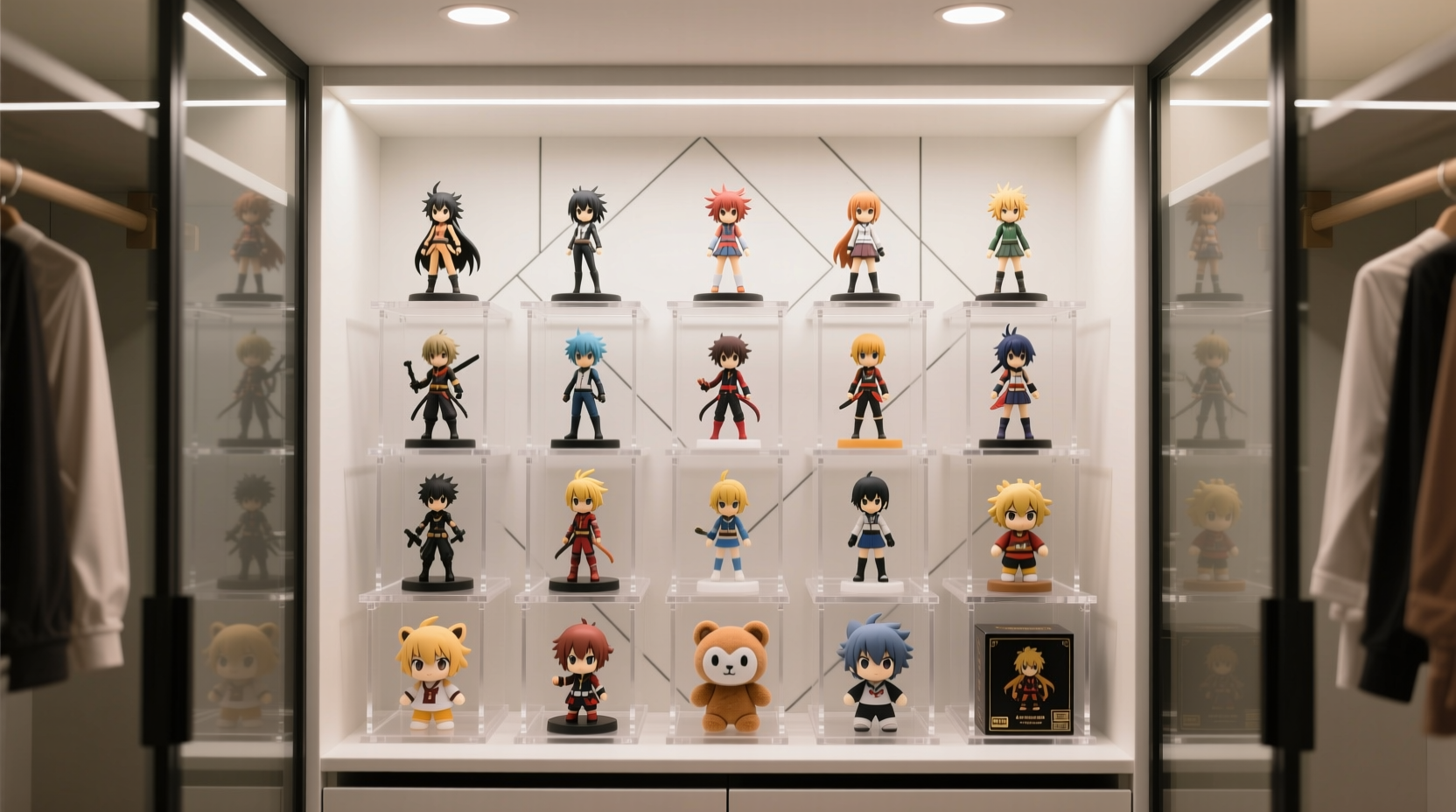 how to organize anime figure risers in a closet
