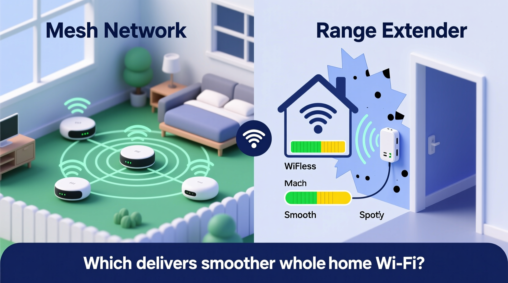 mesh network vs range extender which gives smoother whole home wifi