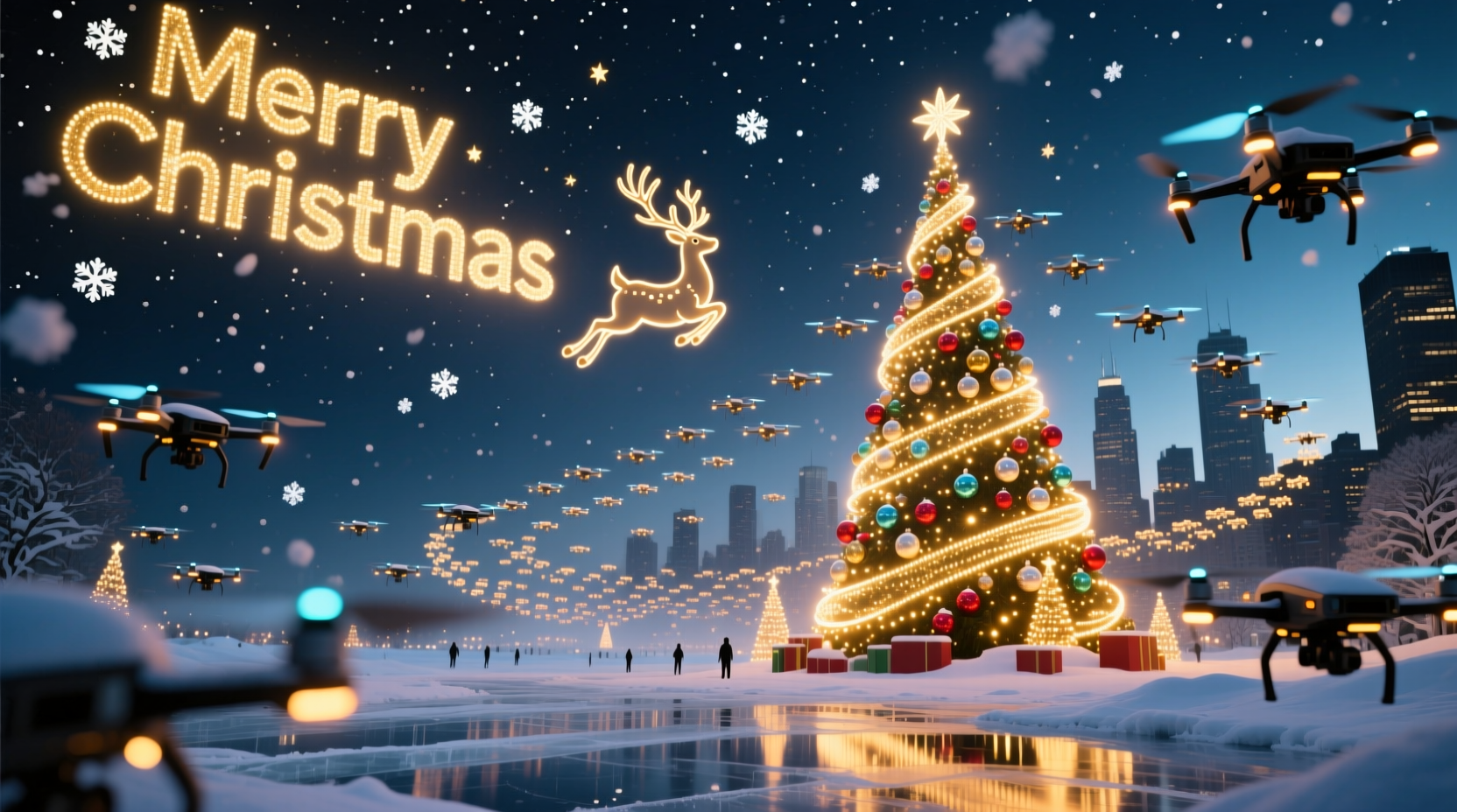 do drone projected christmas lights replace traditional displays