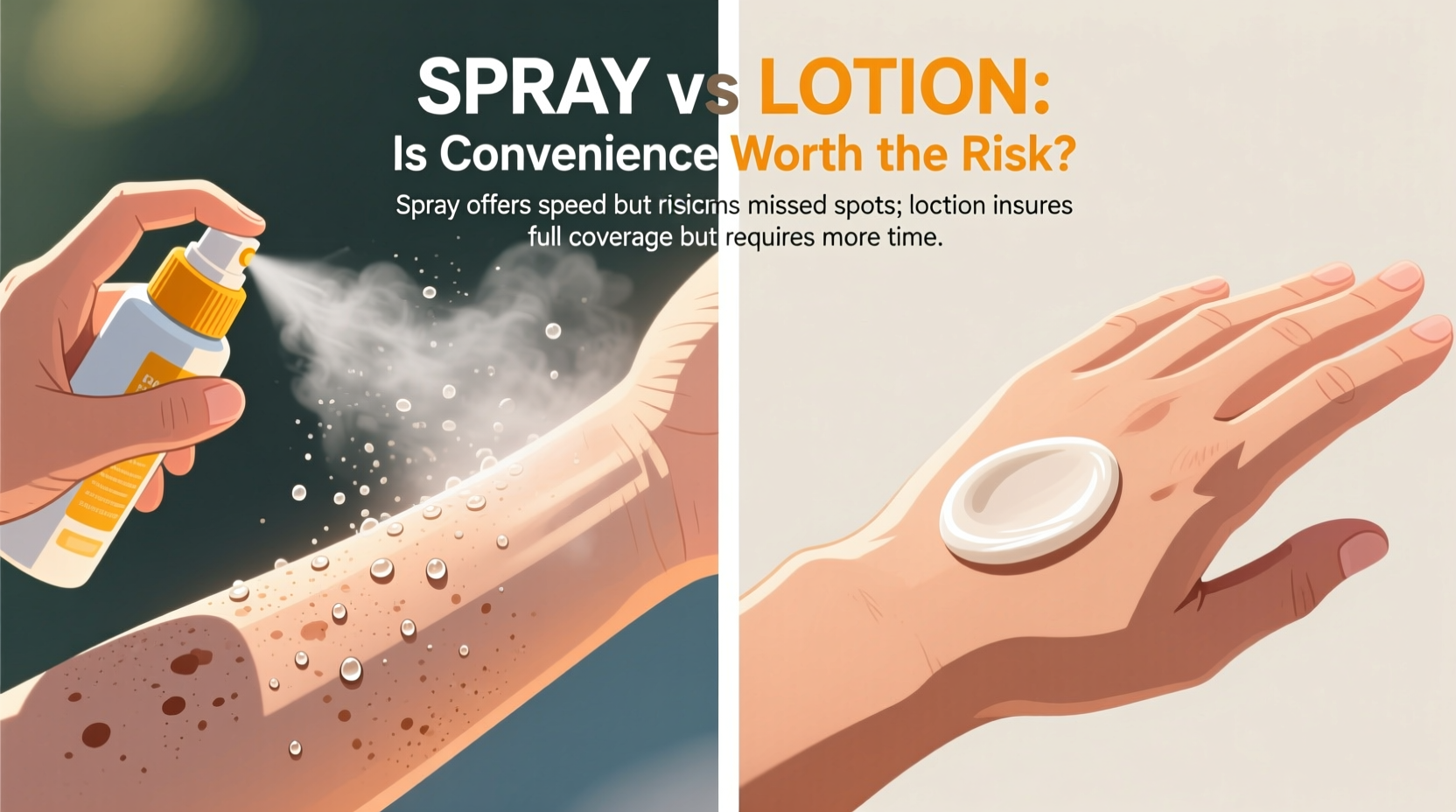 spray sunscreen vs lotion coverage is the convenience worth the risk of missed spots