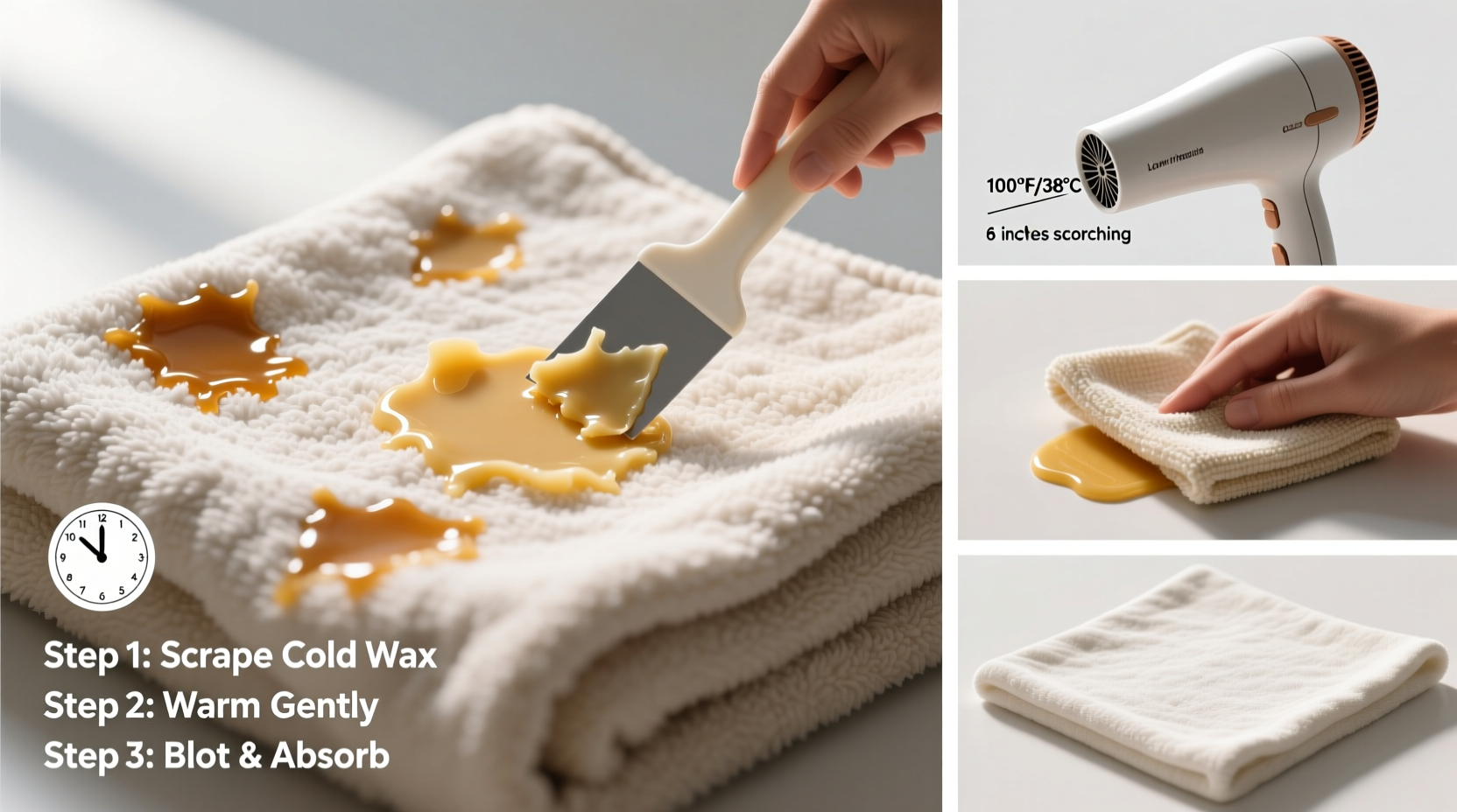 how to remove candle wax from cotton throw blanket