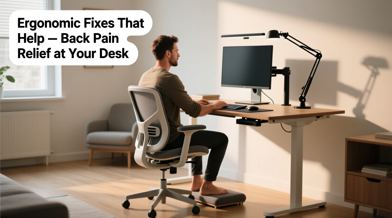 back pain while sitting at a desk ergonomic fixes that help