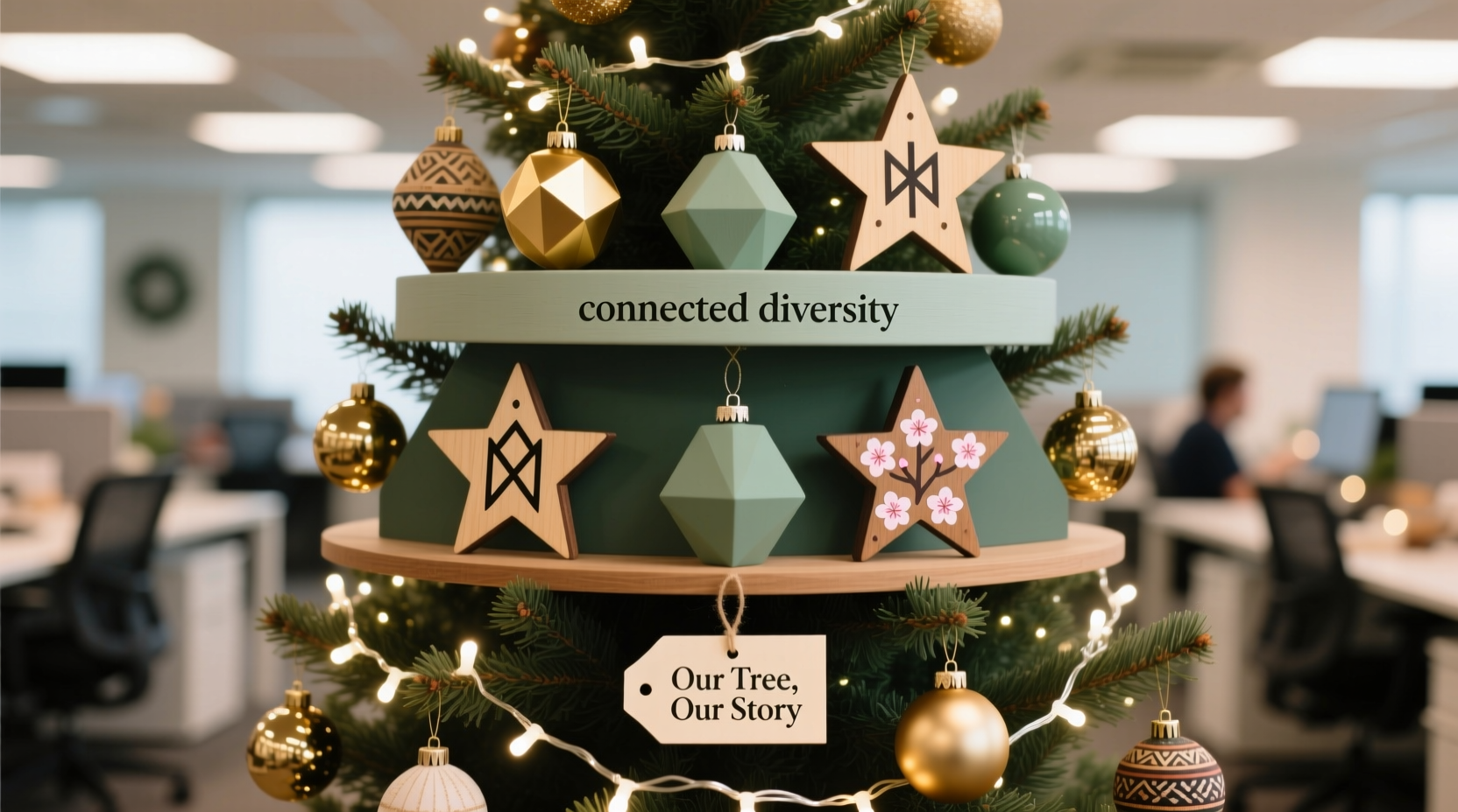 how to personalize a shared office christmas tree without clashing styles