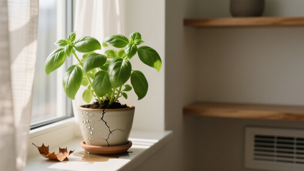 Indoor Basil Leaves Turning Brown in Bright Light