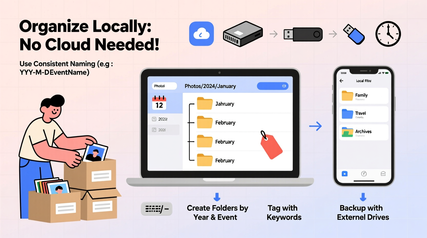 how to organize digital photos without cloud storage hacks