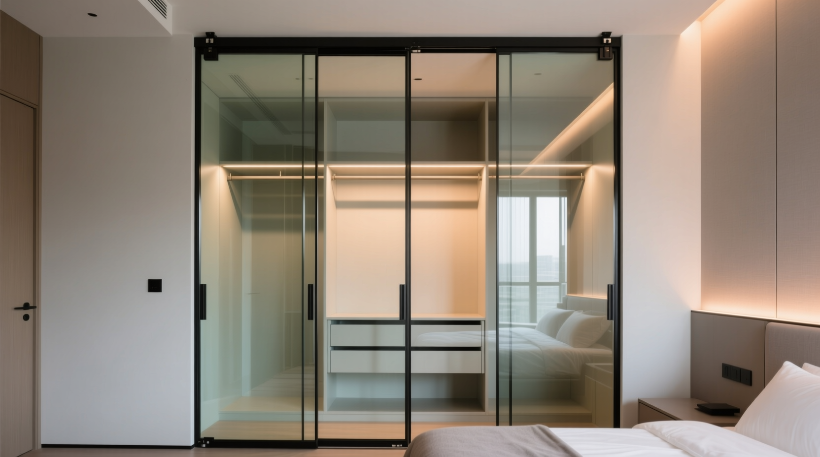 mirrored sliding door for narrow closets