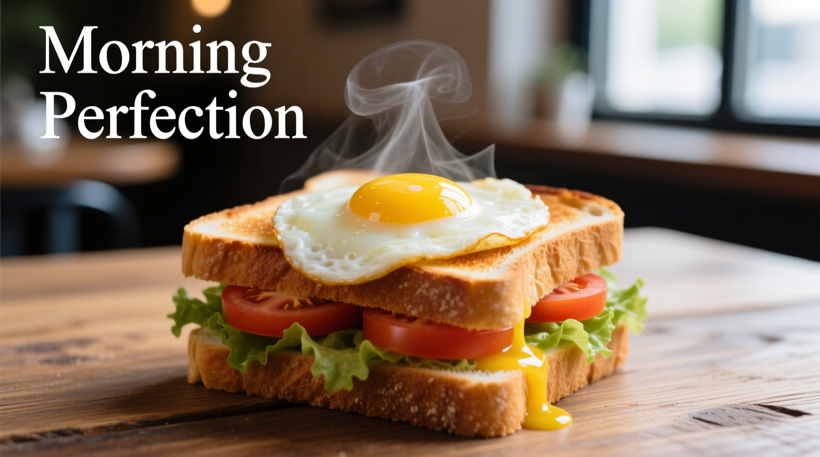 Perfectly cooked egg sandwich on toasted bread