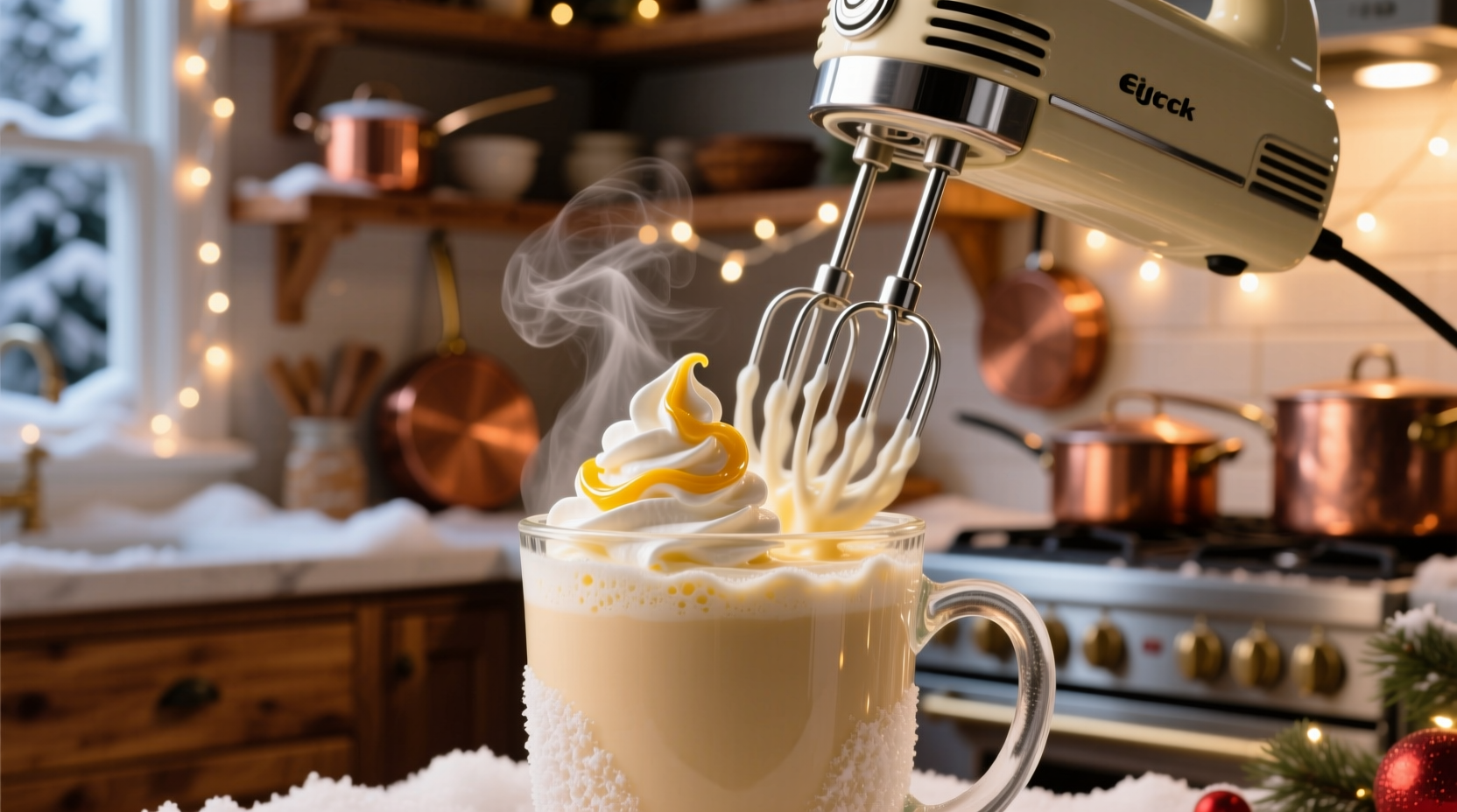 rich and frothy holiday eggnog with an electric mixer or stand mixer