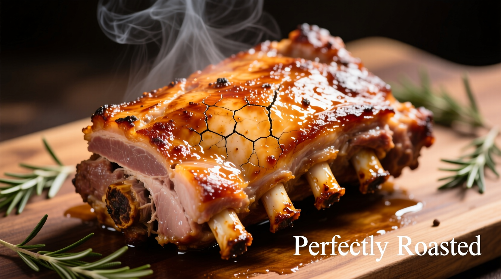 Perfectly roasted pork shoulder with crispy skin