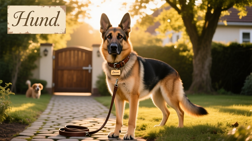 A confident, alert dog standing outdoors in natural light