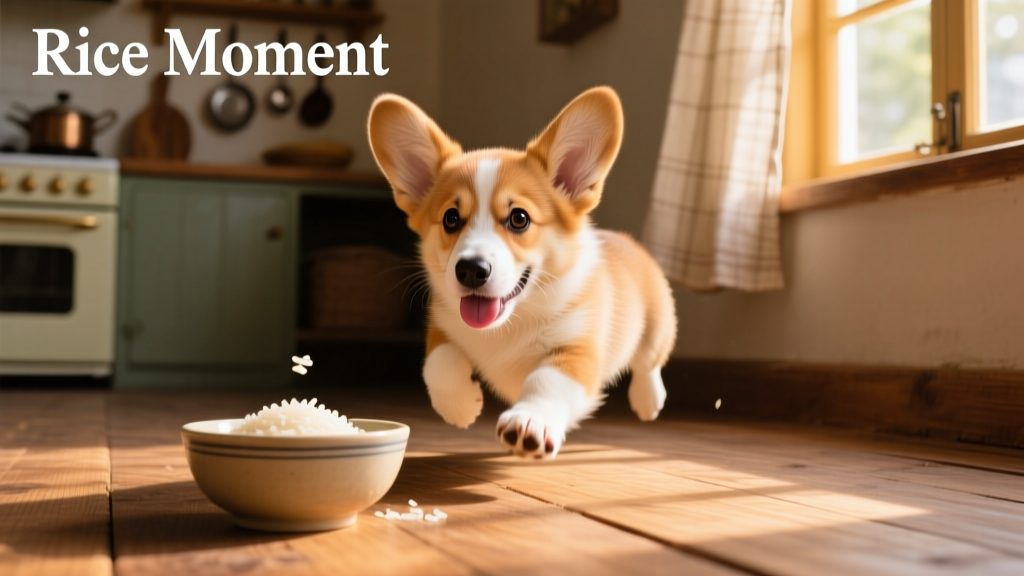 Watch This Adorable Corgi Puppy Rush Over After Hearing a Single Grain of Rice Hit His Bowl