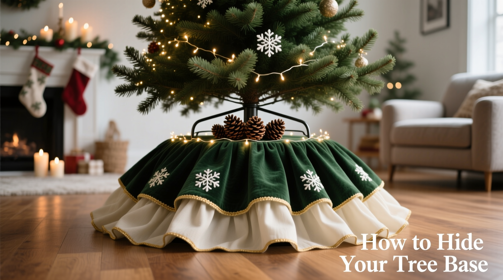 how to hide the base of your artificial christmas tree seamlessly