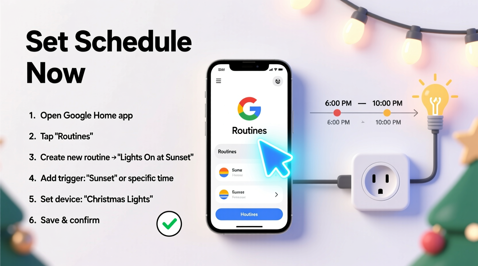 how to set a schedule for christmas lights using google home