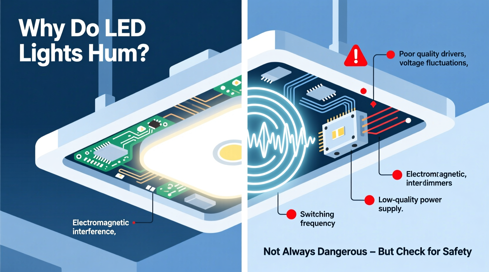 why do led lights sometimes hum and is it a sign of danger