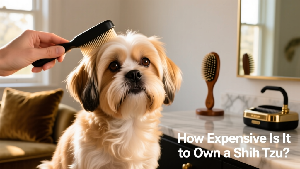 A Shih Tzu being gently brushed by hand, showing its soft, flowing coat