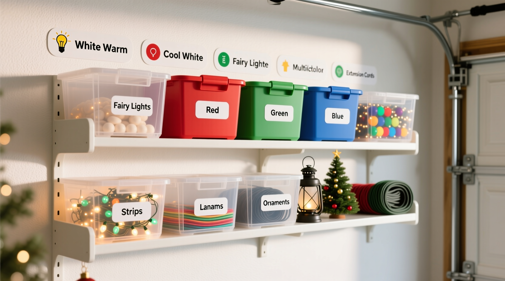 how to organize christmas light boxes by color and function efficiently