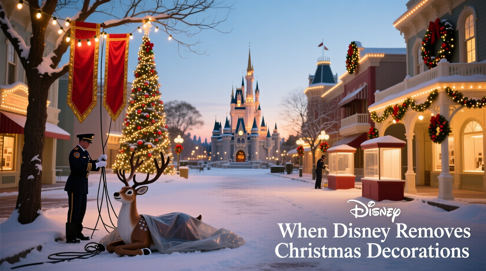 when does disney take down their christmas decorations