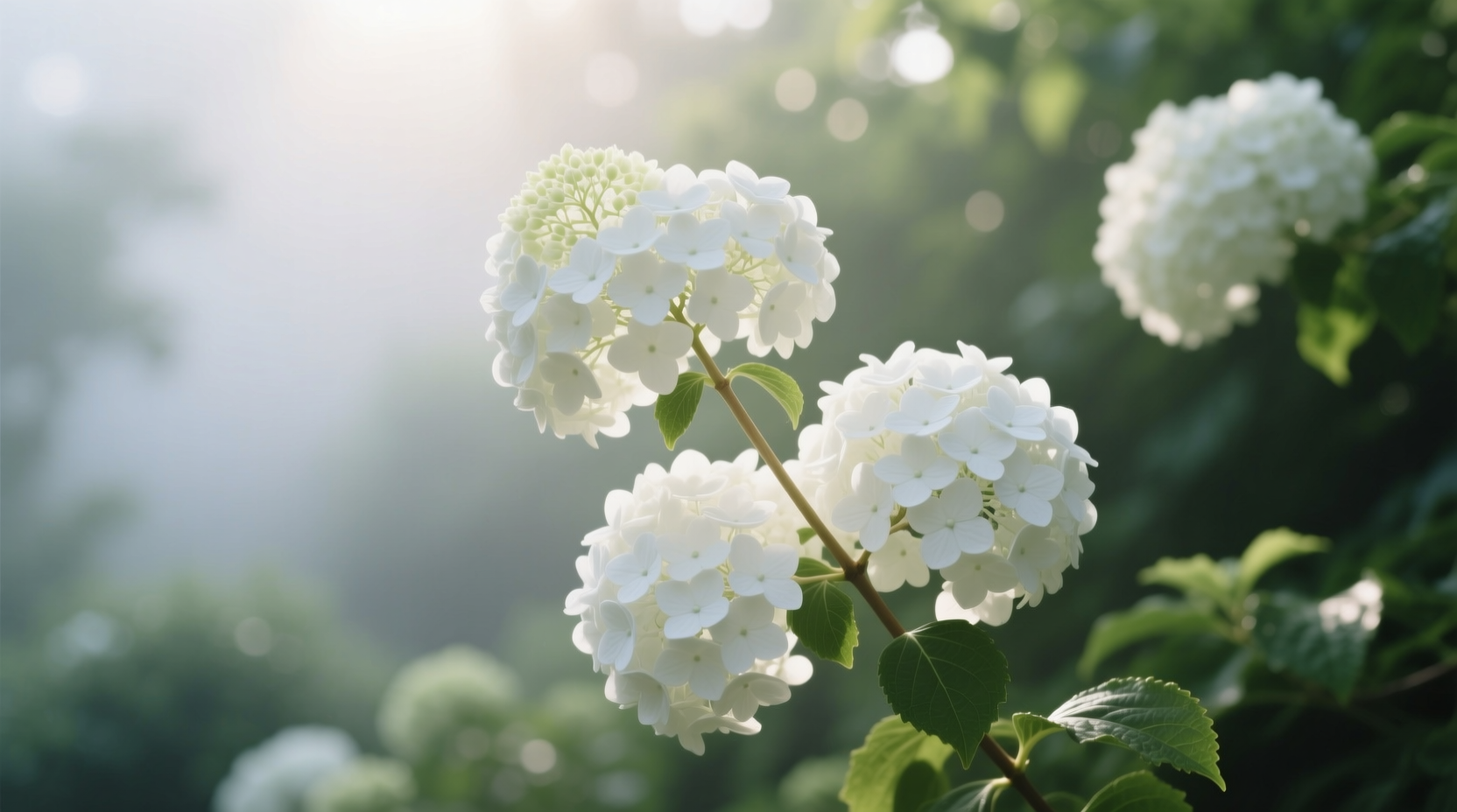 white hydrangeas