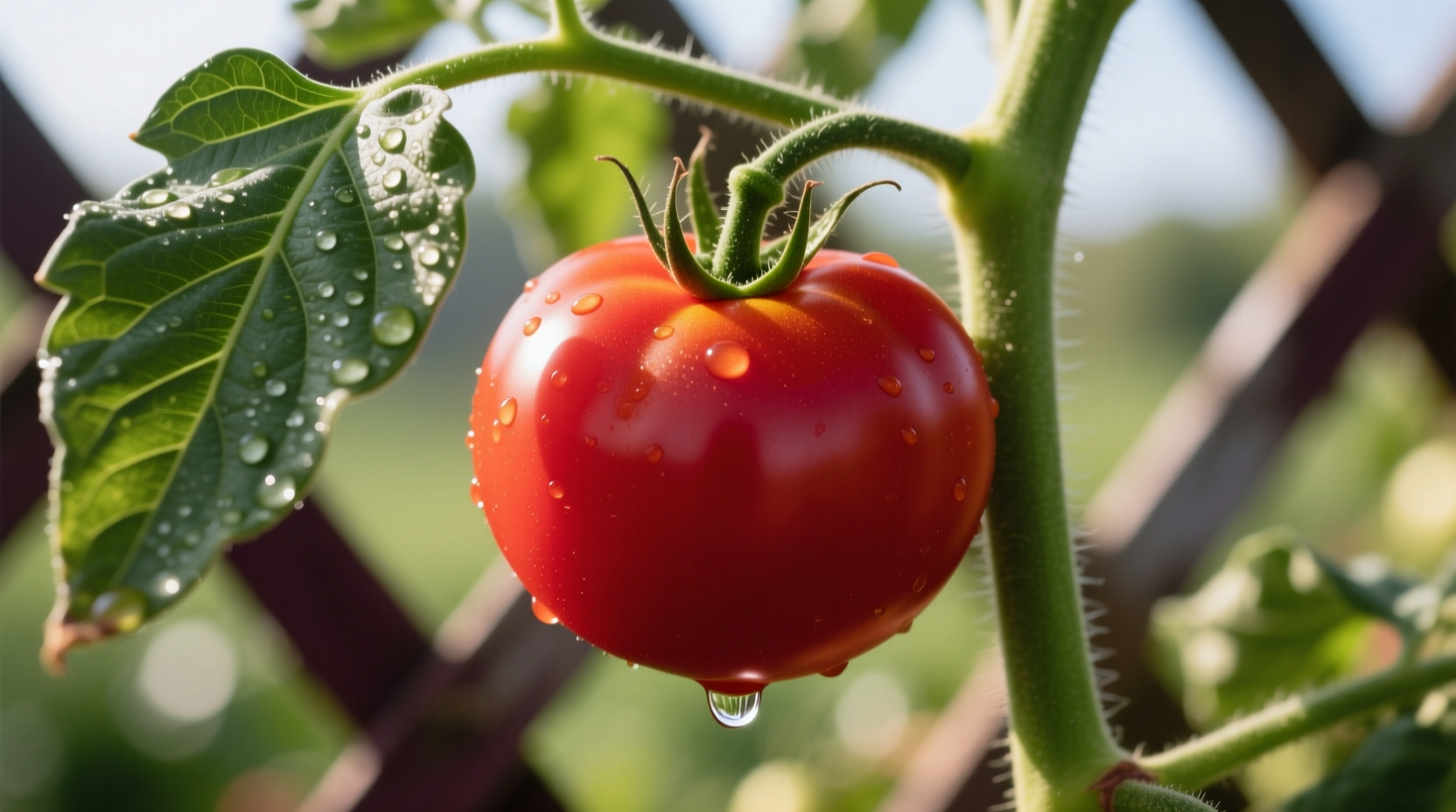Ripe Tomato Junction variety on vine with characteristic deep red color
