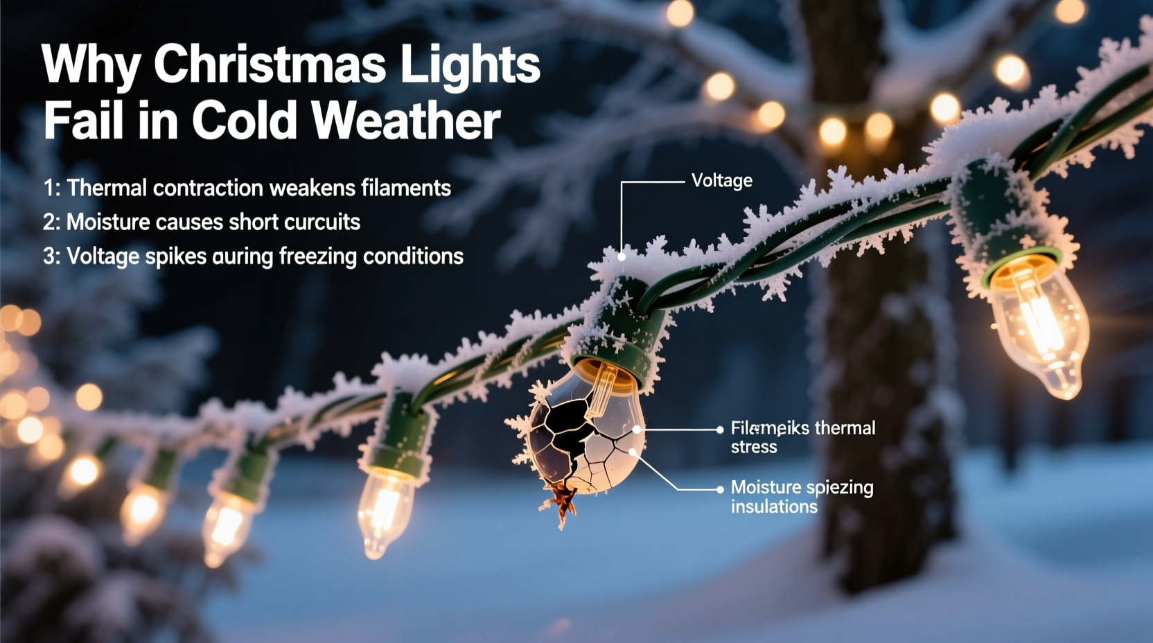 why do christmas lights burn out faster in cold weather and how to prevent it