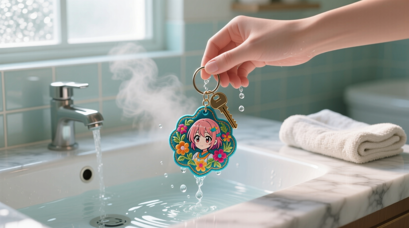 how to wash an embroidered anime keychain safely