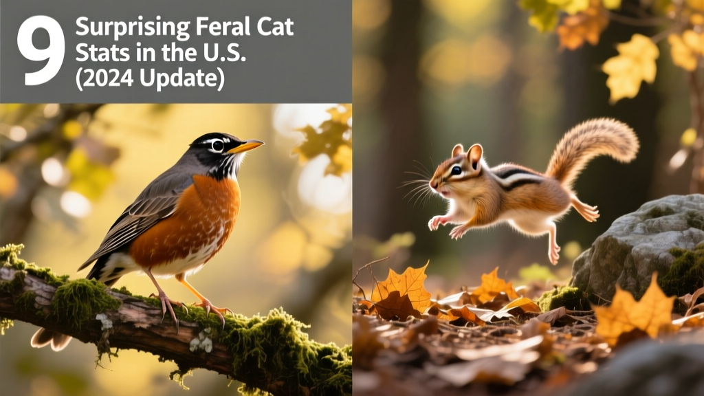 Side-by-side comparison showing native birds and small mammals commonly affected by outdoor cat predation