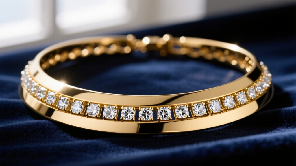 Close-up macro shot of a brass-based fashion necklace with thick gold PVD plating and pavé cubic zirconia accents on velvet