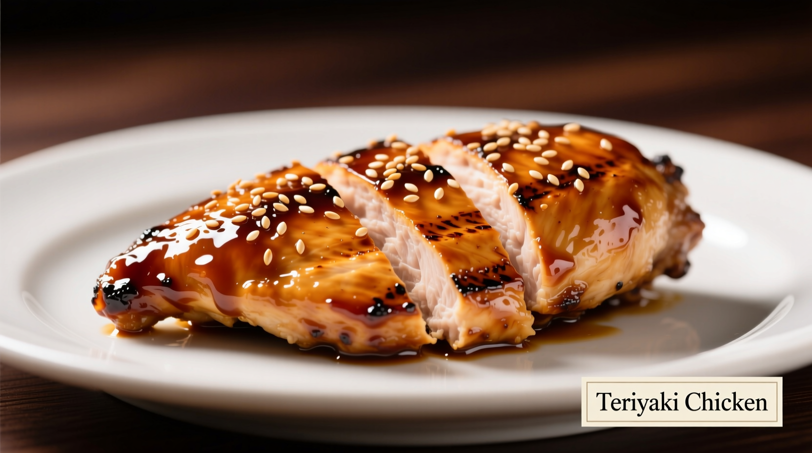 Perfectly glazed teriyaki chicken with sesame seeds