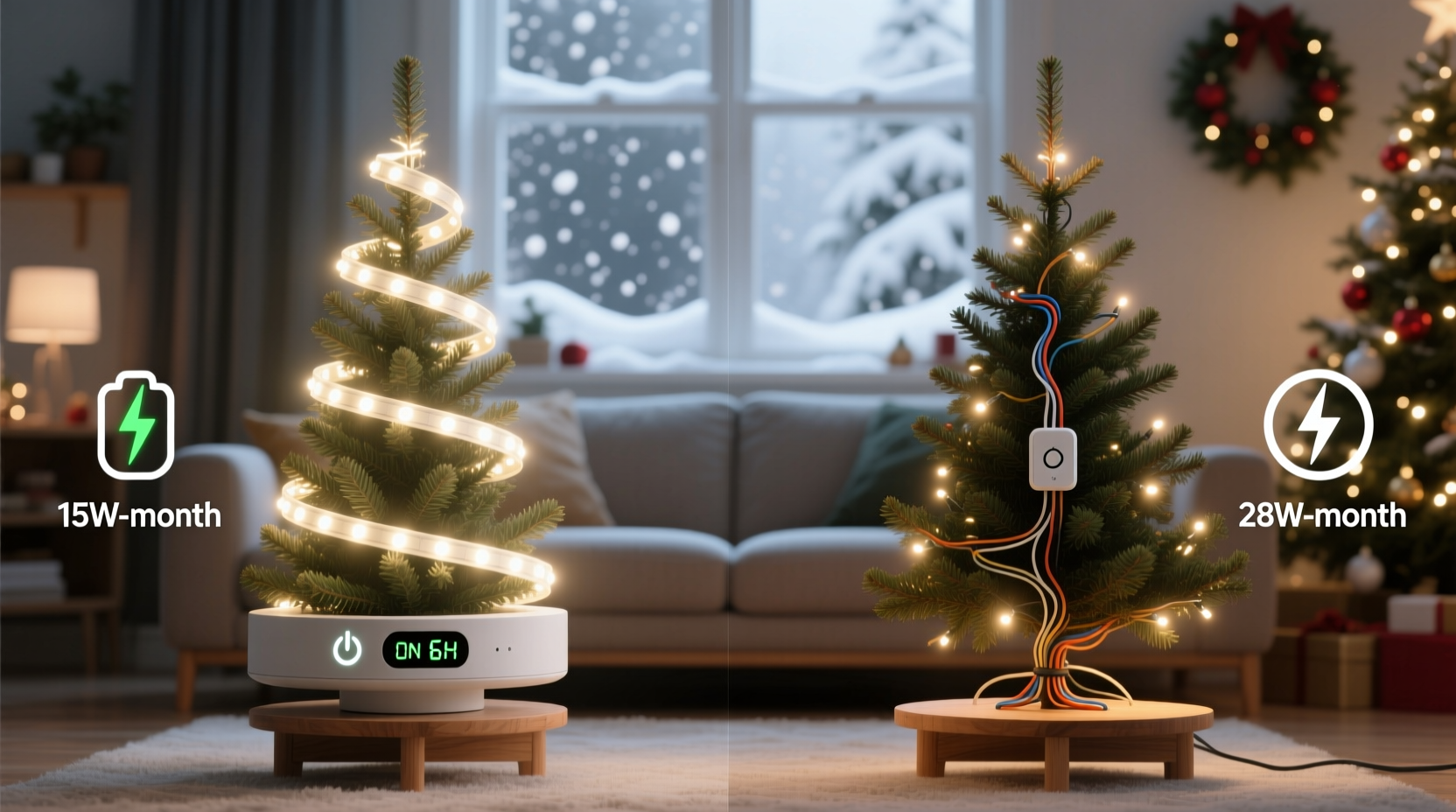 prelit tree with built in timer vs manual control which saves more energy