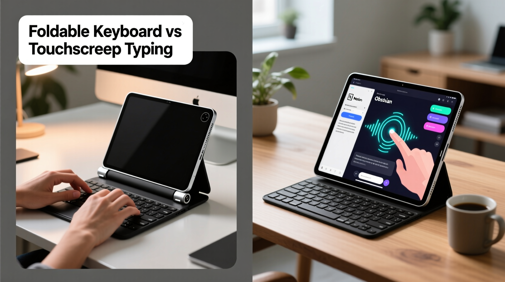 foldable keyboard vs touchscreen typing for ipad productivity