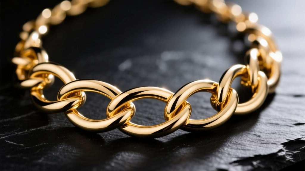 Close-up of a tangled 14k gold interlocking circles necklace on dark slate, showing tight knots in the fine chain.