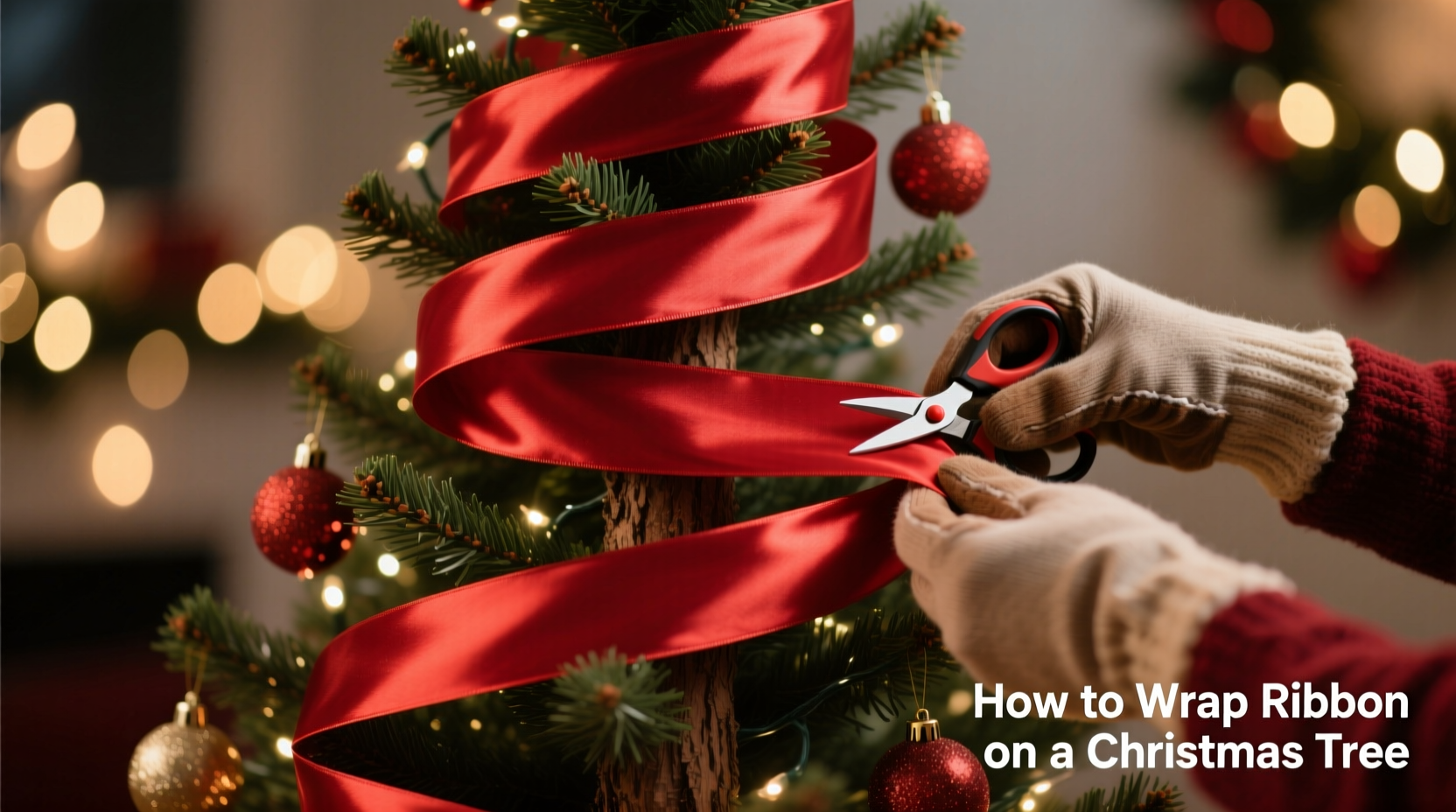 how do you wrap ribbon on a christmas tree