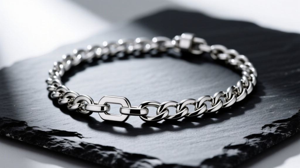 Heavy silver pendant necklace on dark slate, highlighting a 3mm Cuban link chain and a reinforced soldered bail connection point