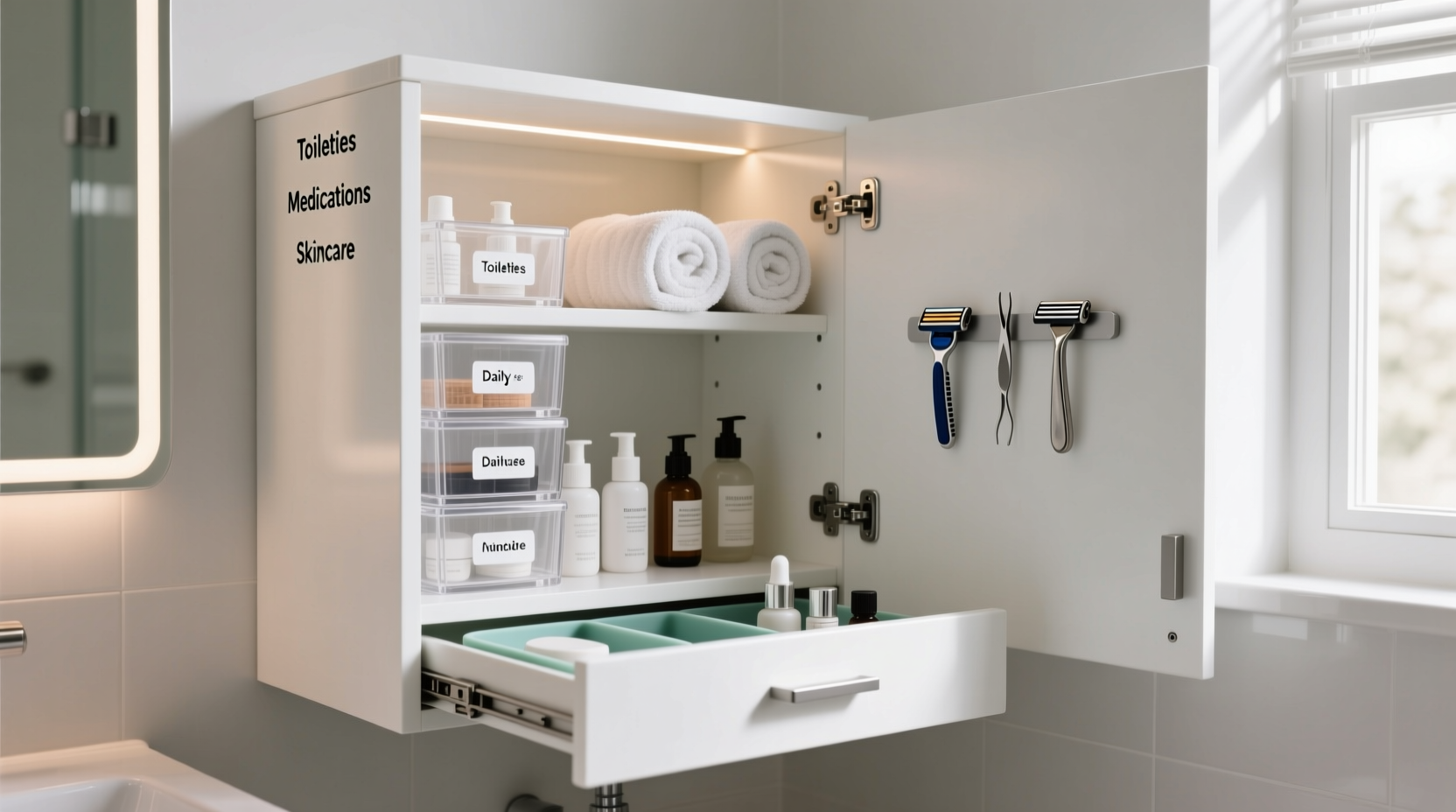 how to organize a tiny bathroom cabinet for maximum space and daily ease