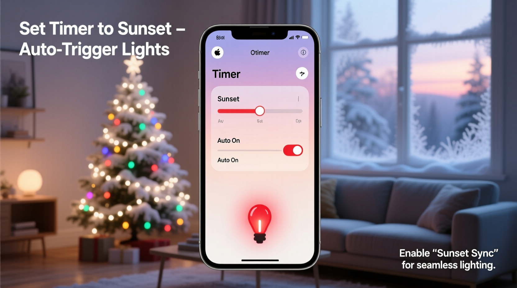 how to use app timers to turn christmas lights on at sunset automatically