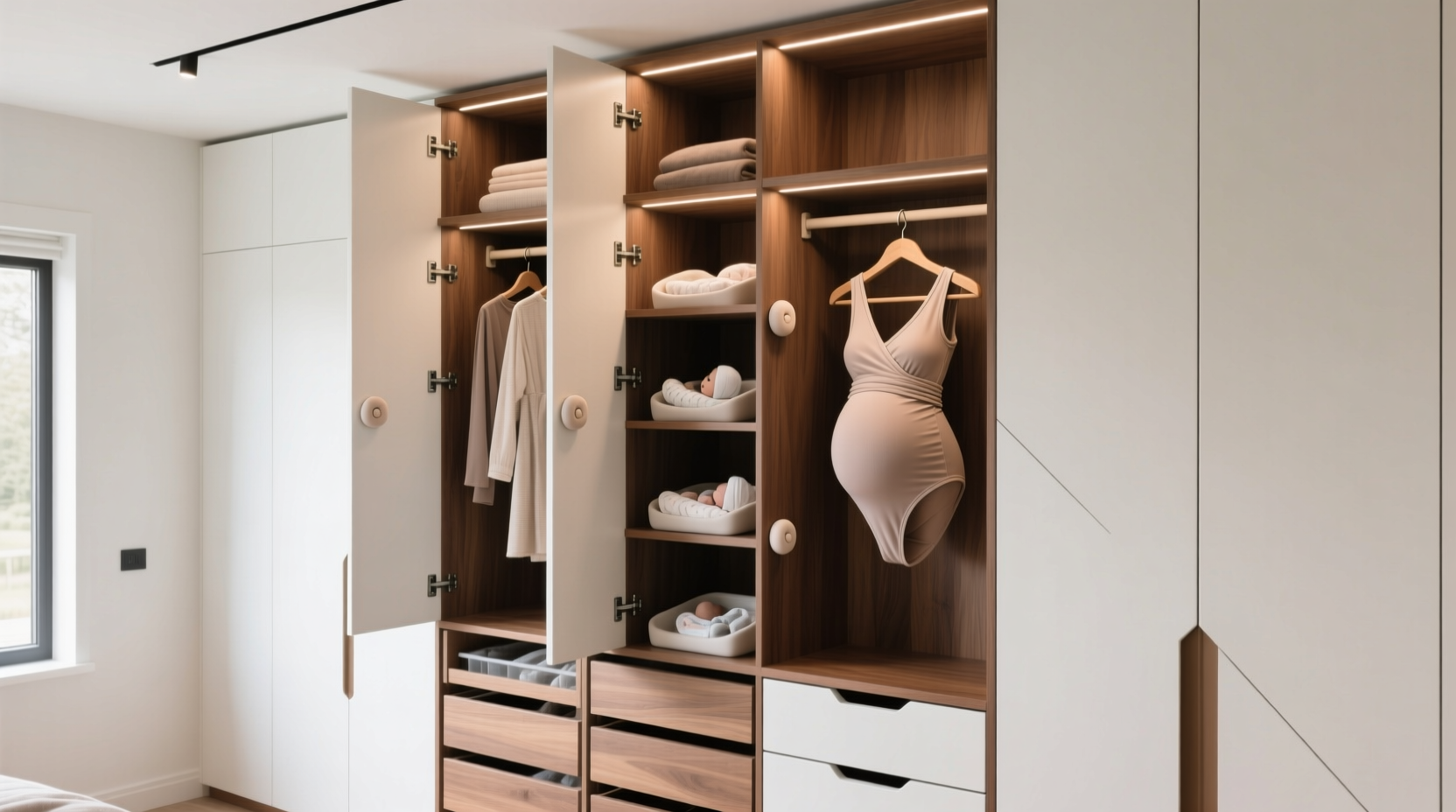 postpartum closet layout that adapts without reorganization