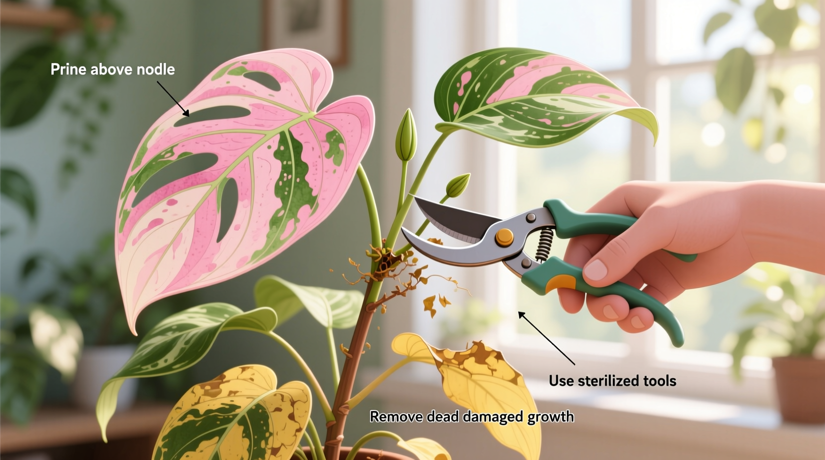 Prune Pink Princess Philodendron: 5 Steps | TheHomeSprouts