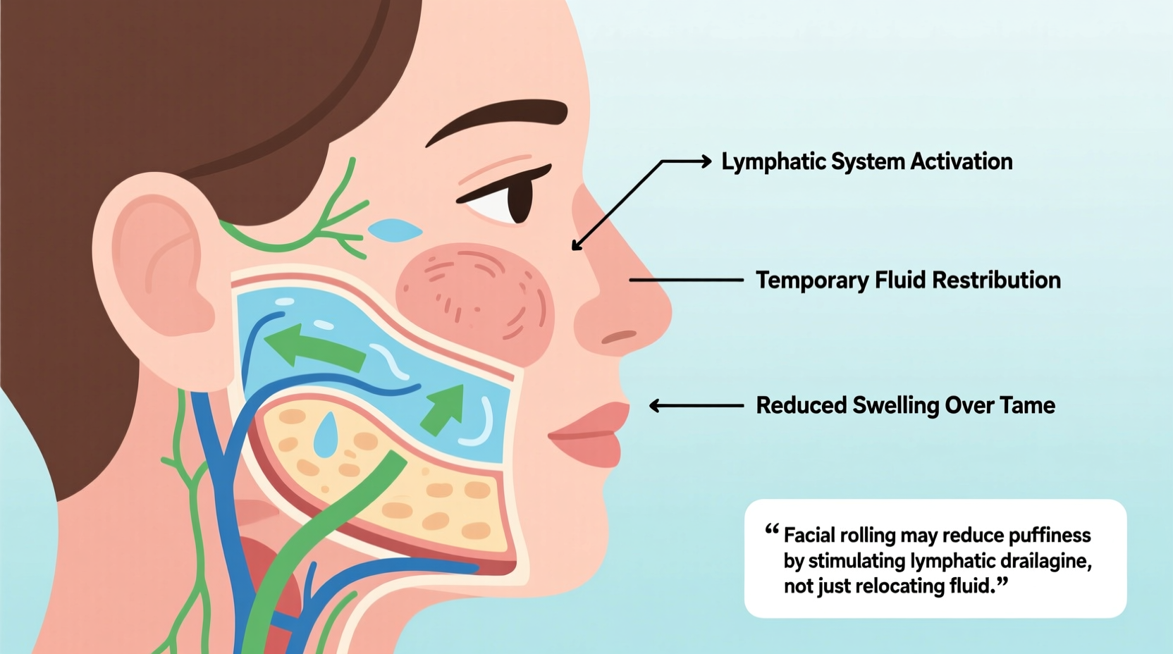 does facial rolling reduce puffiness or just move fluid around temporarily