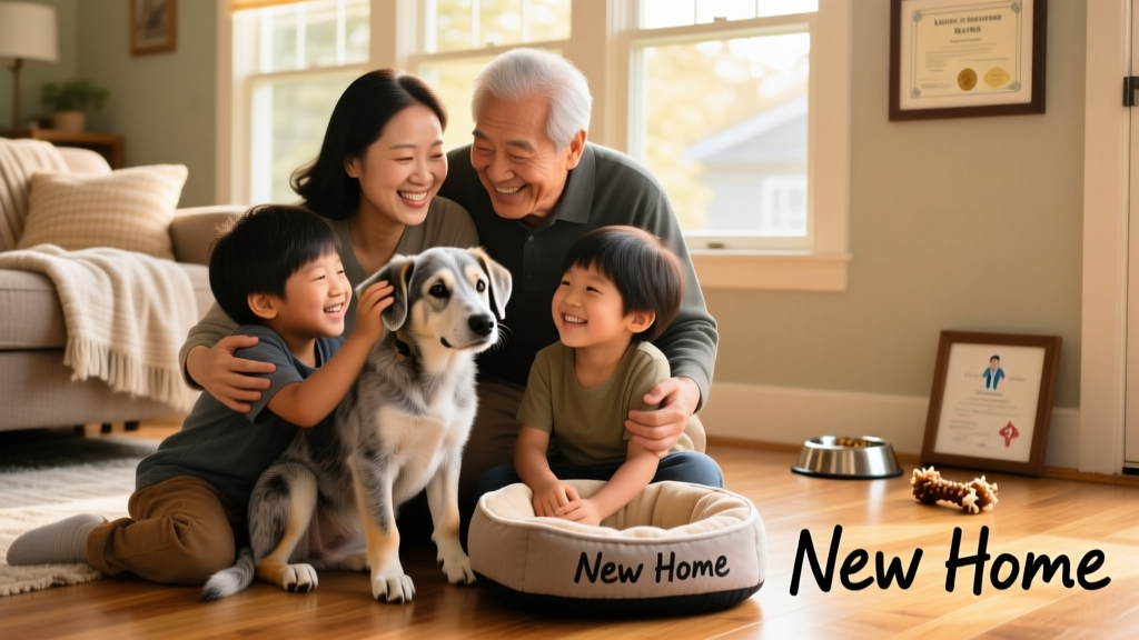 family adopting an older puppy