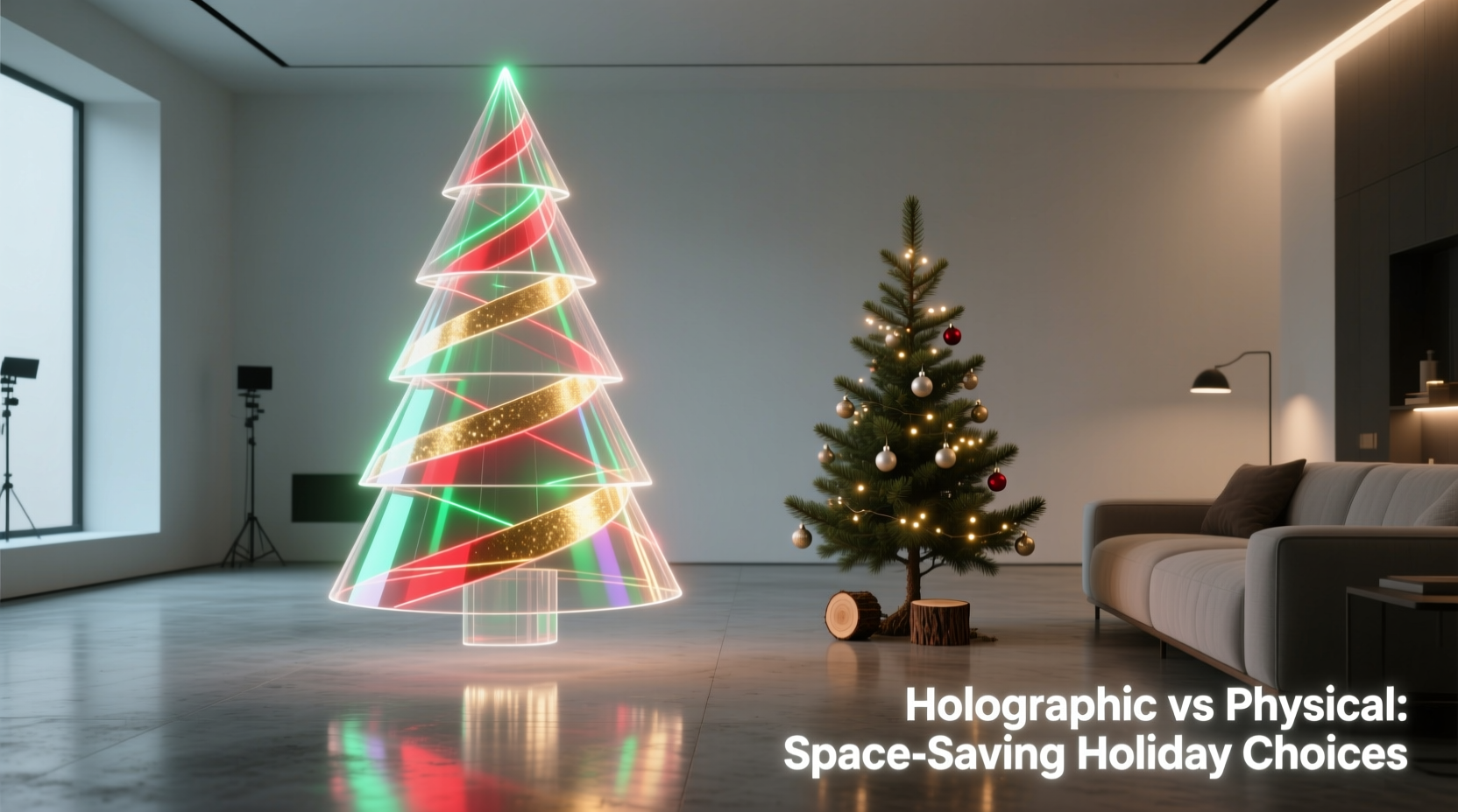 holographic projection christmas trees vs physical trees which saves space